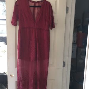 Red Maroon Dress Romper Coachella